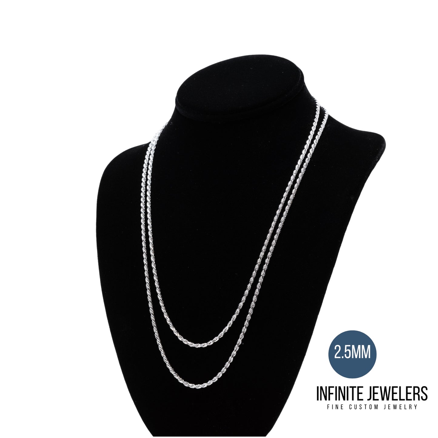 2.5mm-3.7mm 925 Sterling Silver Rope Chain