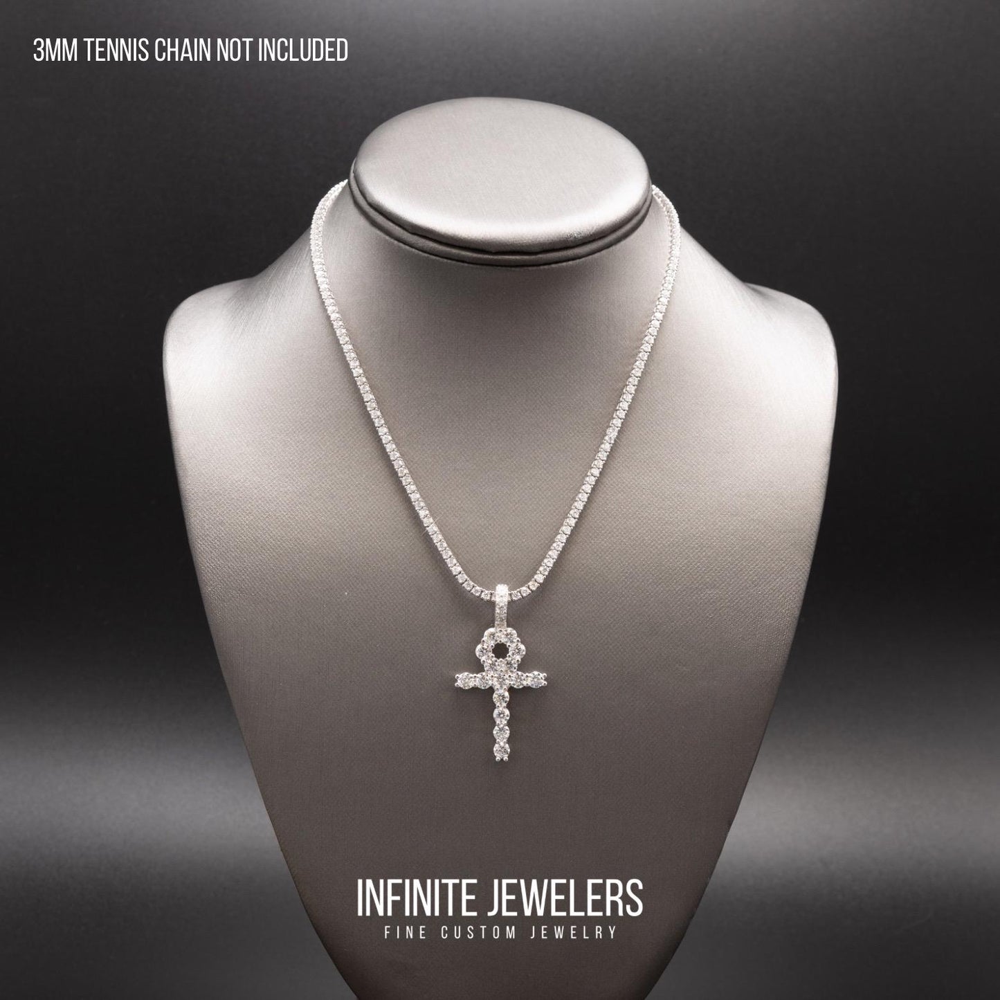 Diamond Ankh pendant & 3mm tennis chain