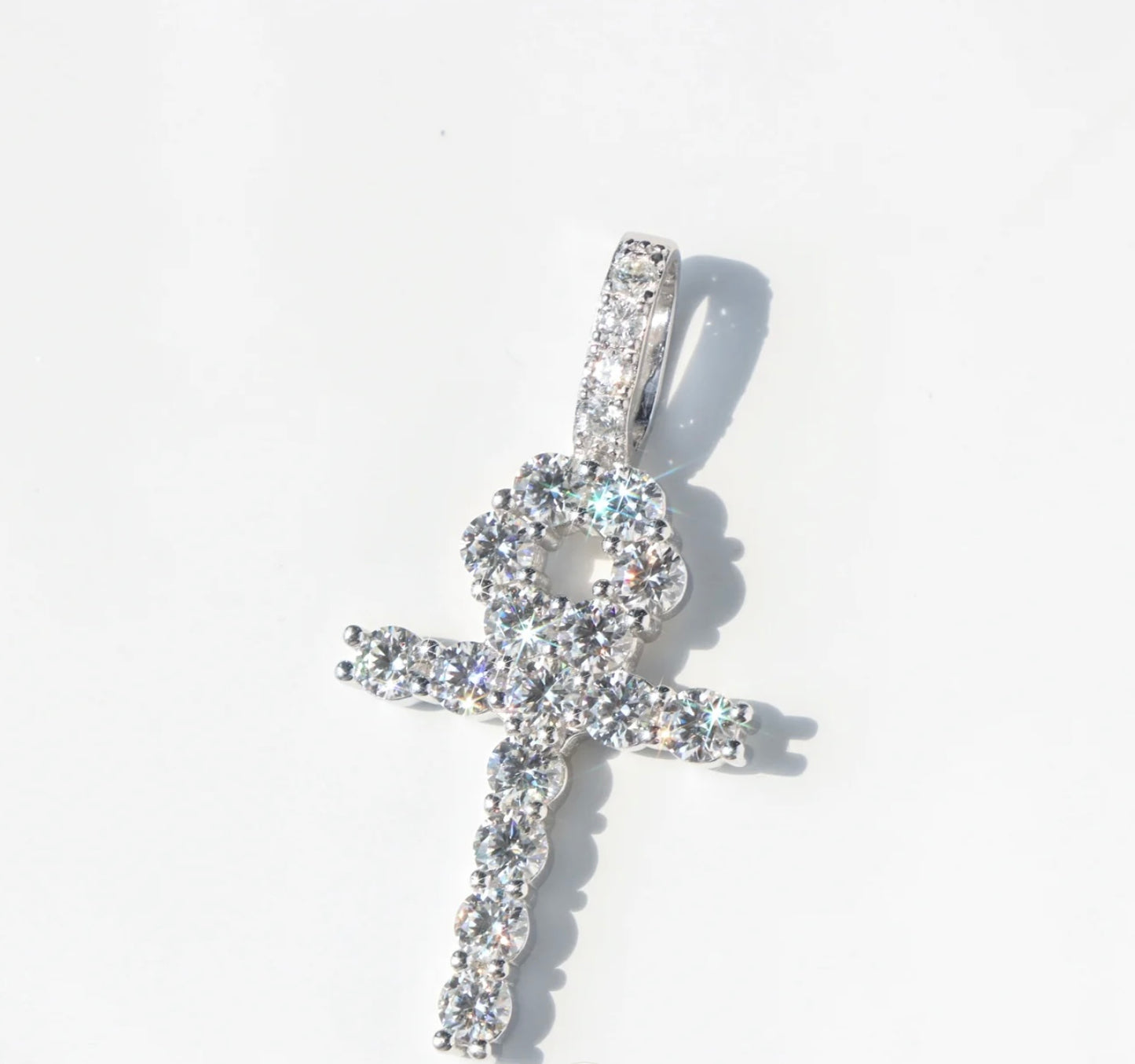 Diamond or Moissanite Ankh pendant