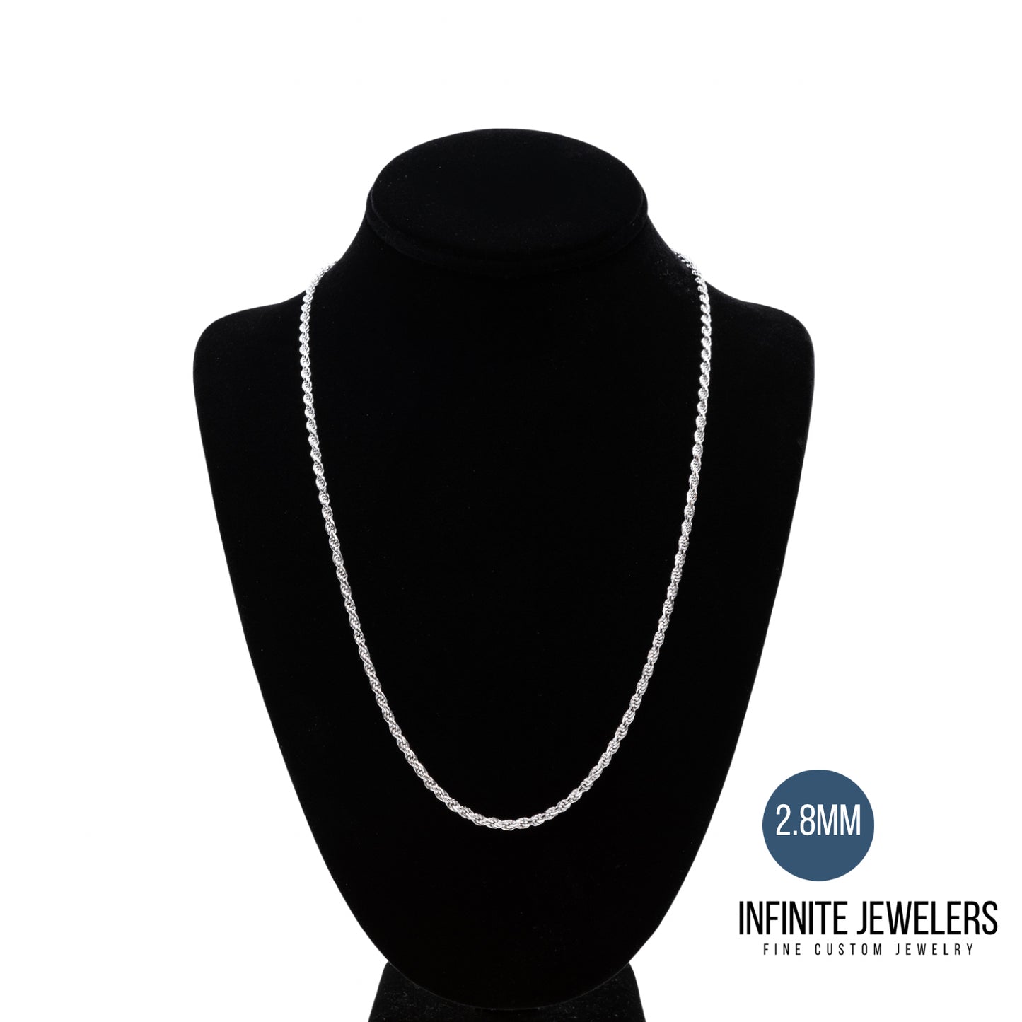 2.5mm-3.7mm 925 Sterling Silver Rope Chain