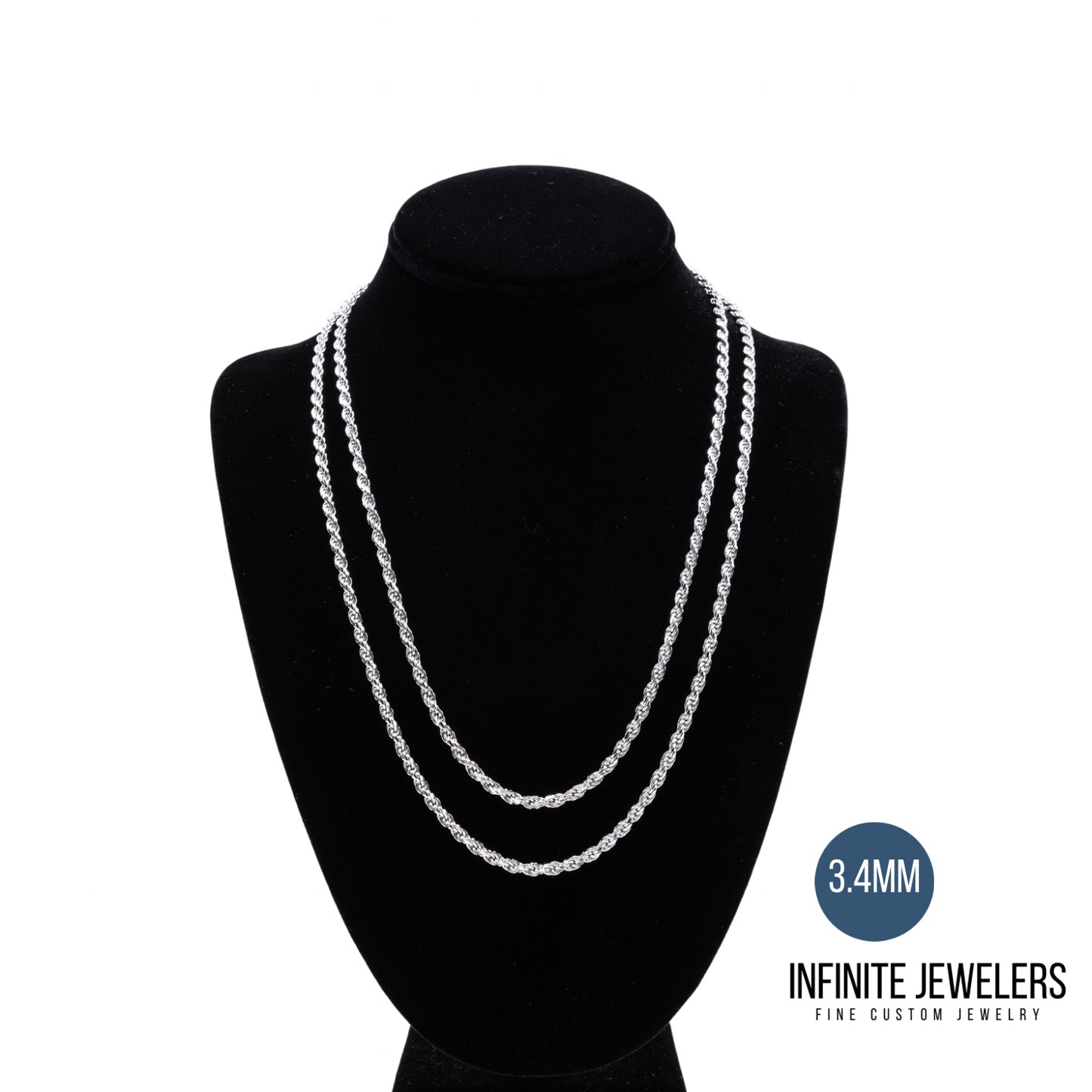 2.5mm-3.7mm 925 Sterling Silver Rope Chain