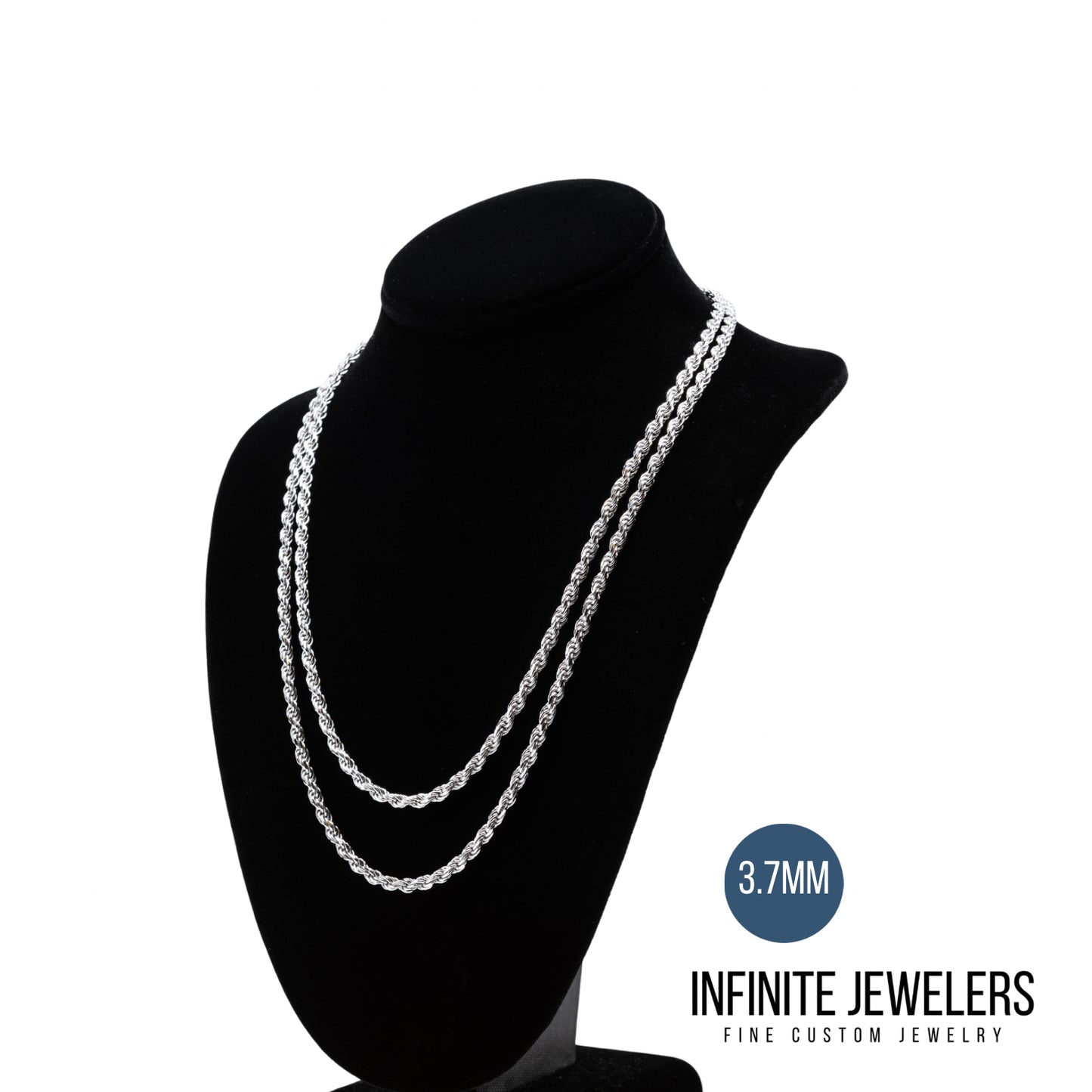 2.5mm-3.7mm 925 Sterling Silver Rope Chain