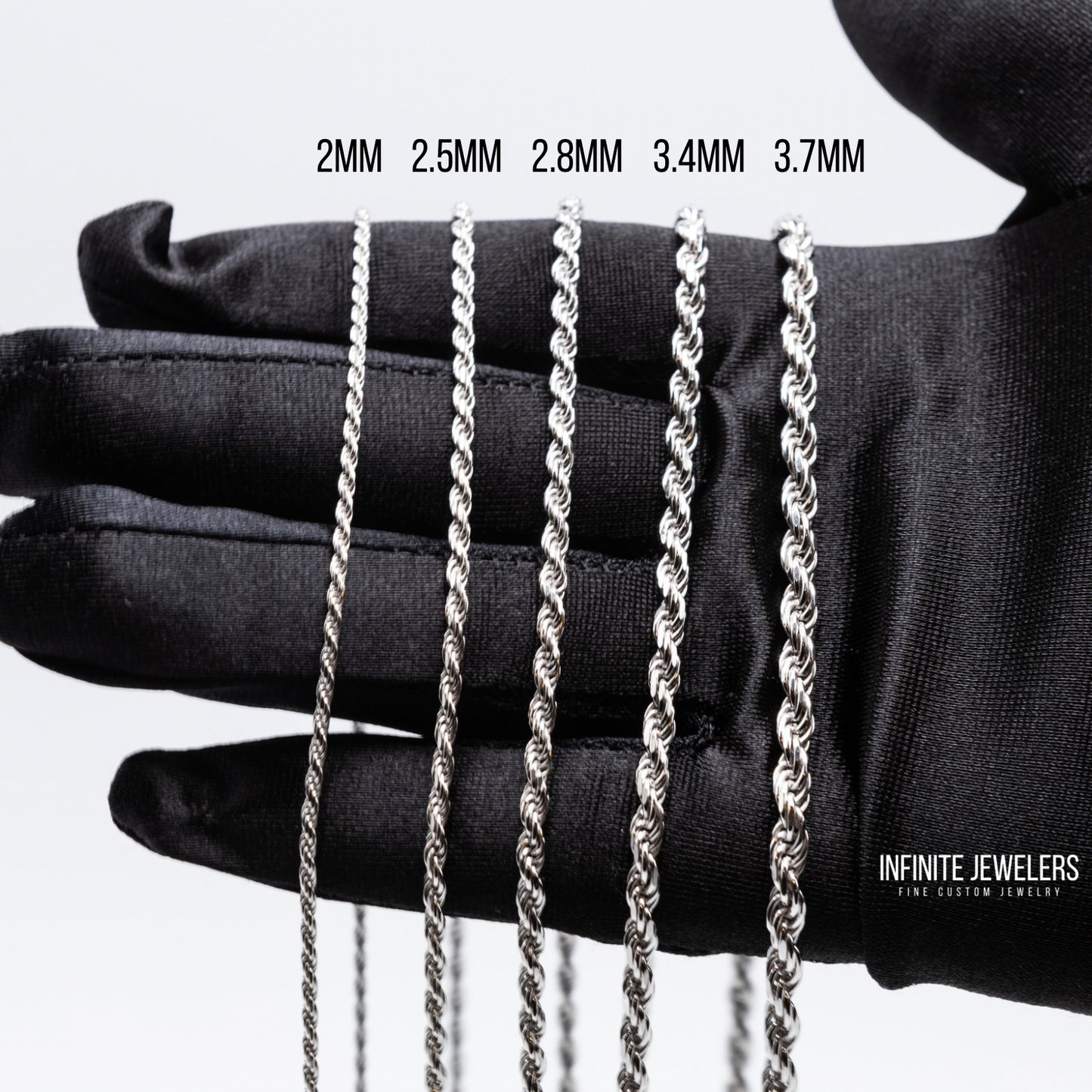 2.5mm-3.7mm 925 Sterling Silver Rope Chain