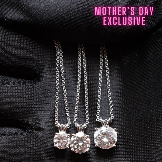 VVS Moissanite Solitaire Pendant 925 Sterling Silver Necklace for Women Length 18 inch+2Inch