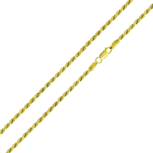 2.2mm Gold Plated 925 Sterling Silver Rope Bracelet (8 inch)