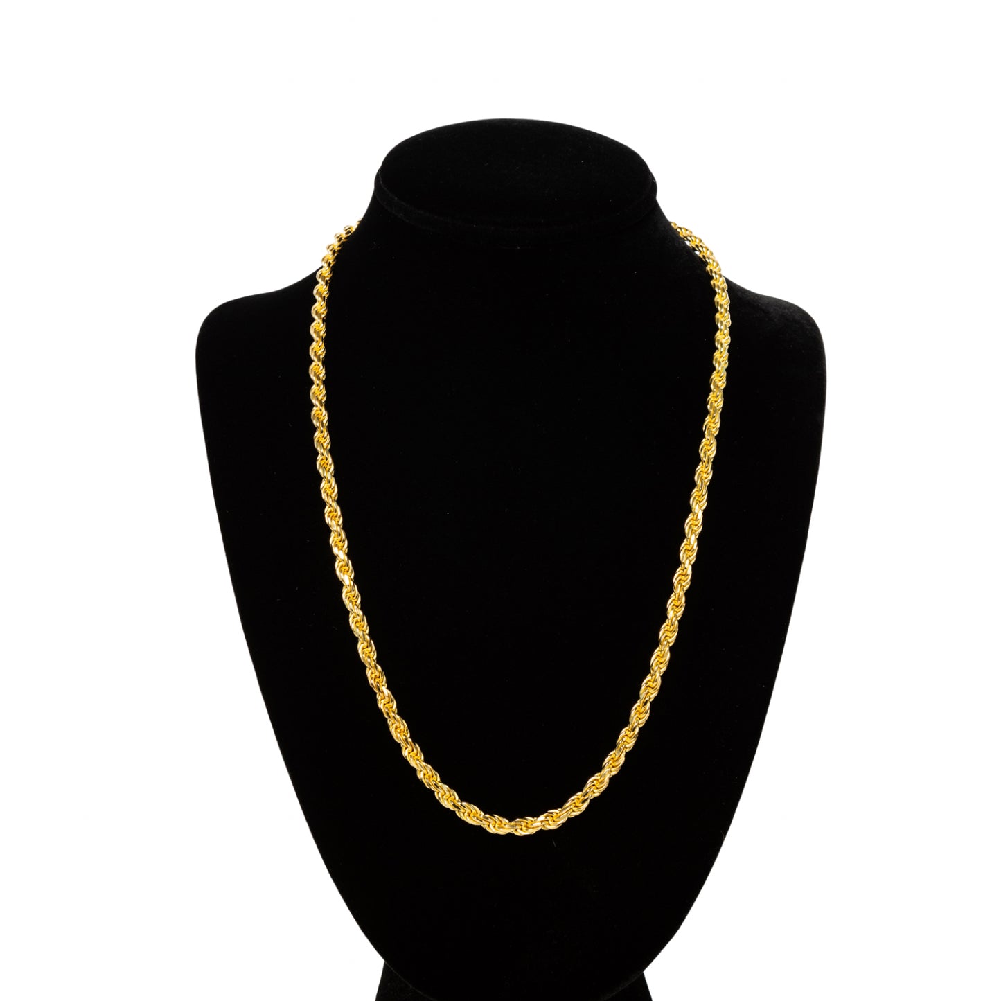5mm 22 inch Gold Plated 925 Sterling Silver Rope Chain