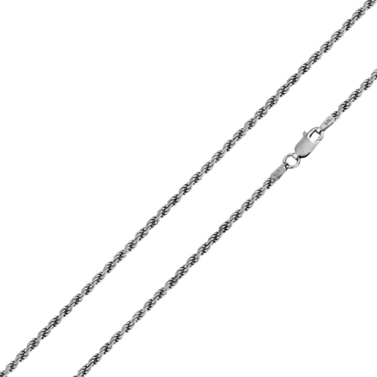 2.5mm 925 Sterling Silver Rope Bracelet (8 inch)