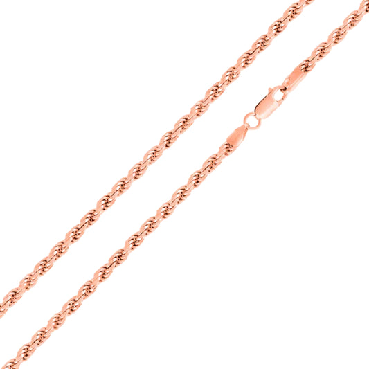 2mm Rose Gold Plated 925 Sterling Silver Rope Chain (18 inch)