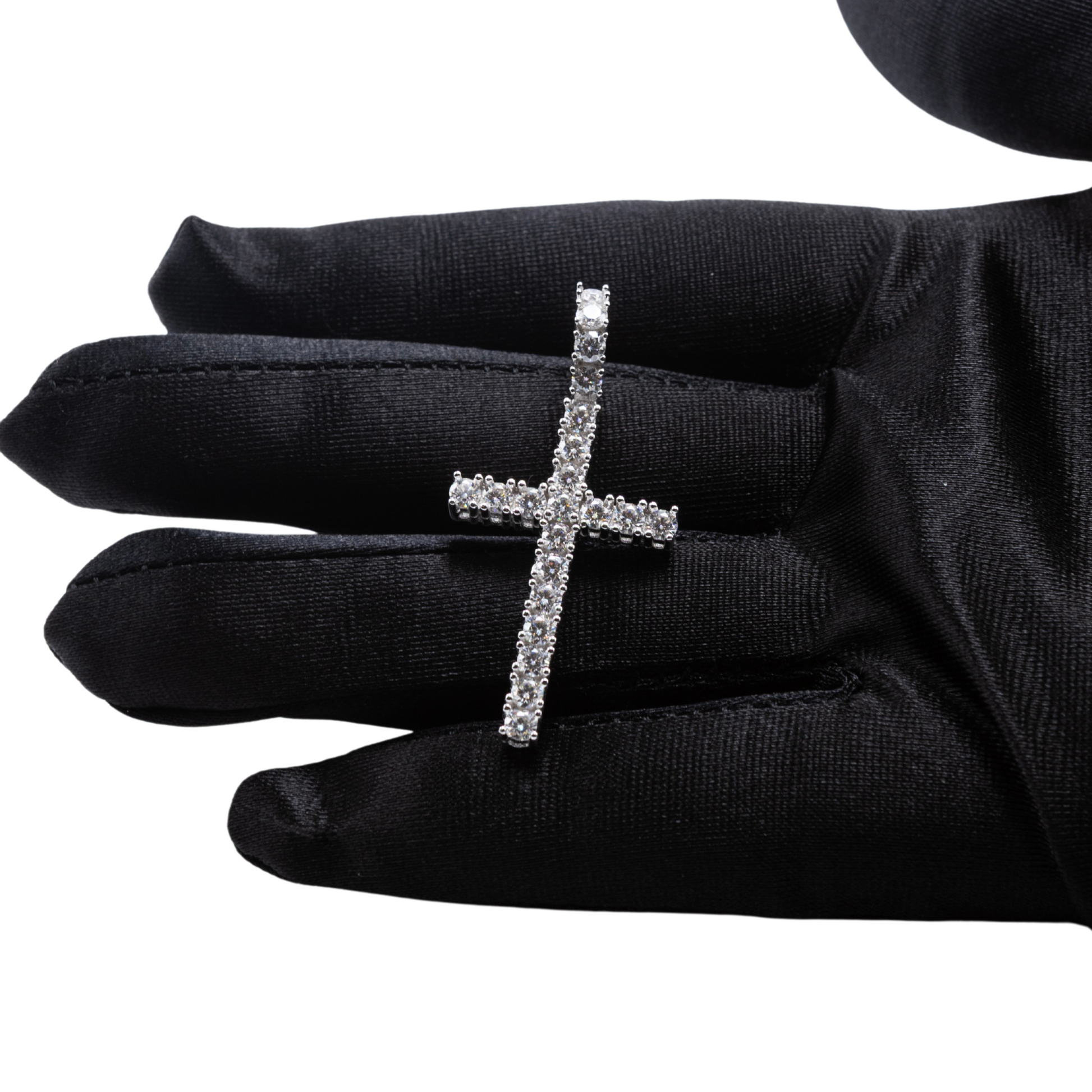 White gold Moissanite cross pendant